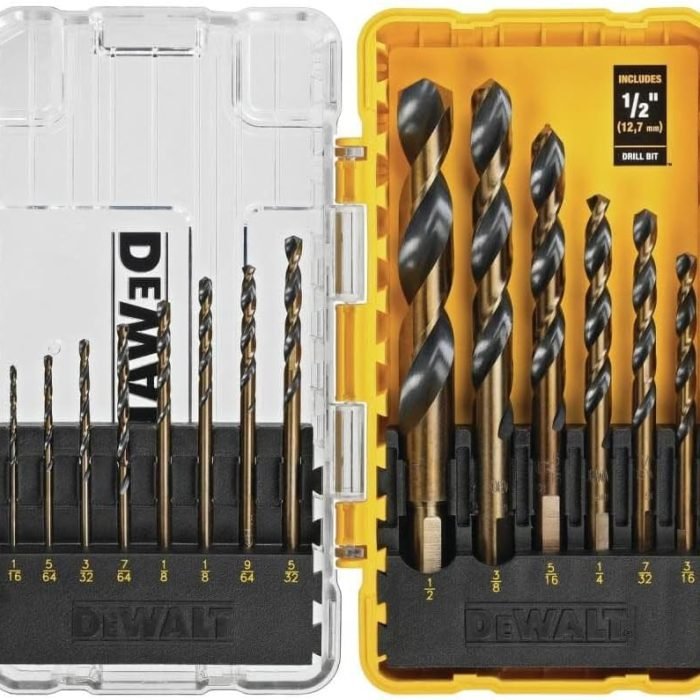 DEWALT Drill Bit Set, 3-Flats Shank,14-Piece, 135 Degree Split Point, for Plastic, Wood and Metal (DWA1184)