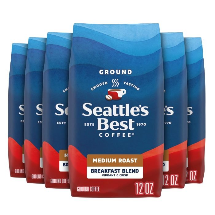 Seattle's Best Coffee Breakfast Blend Medium Roast Ground Coffee | 12 Ounce (Pack of 6)