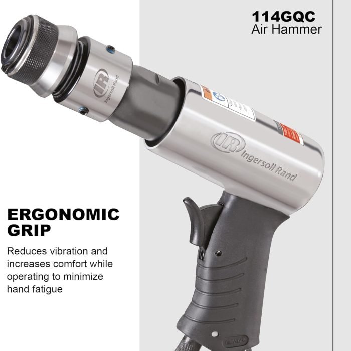 Ingersoll Rand 114GQC Air Hammer - 3 PC Chisel Set with Tapered Punch, Panel Cutter, Flat Chisel, 2-5/8 Inch stroke, 3500 BPM, Lightweight, Compact, Gray