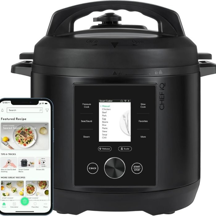 CHEF iQ Smart Pressure Cooker with WiFi and Built-in Scale - Easy-to-Use 10-in-1 Multicooker with 500+ Guided Recipes - Rice Cooker. Slow Cooker. Instant Meals for Foodies - 6 Quart - Family Size