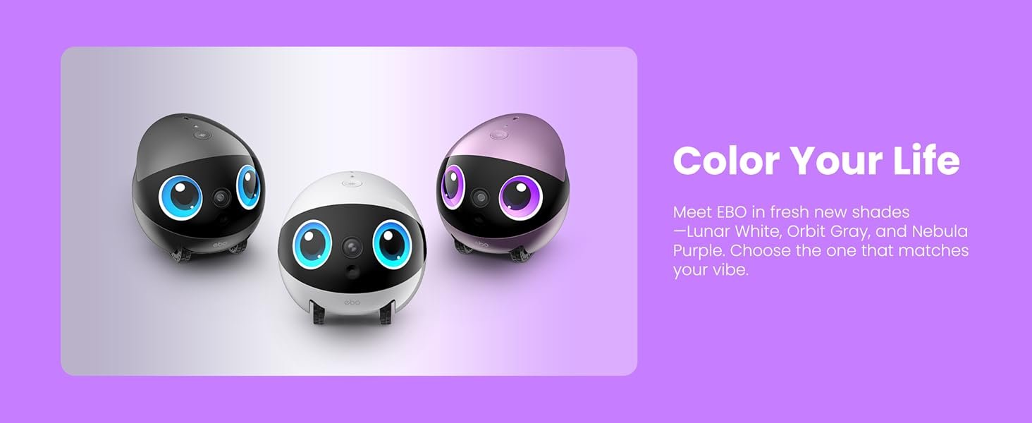 Indoor Security Camera Robot EBO Air 2 PLUS: 2K Pet Camera. Movable Home Robot. Custom Facial Expression. Auto-Recharge. Battery-Operated. 2-Way Talk. Night Vision. 32GB Memory Card