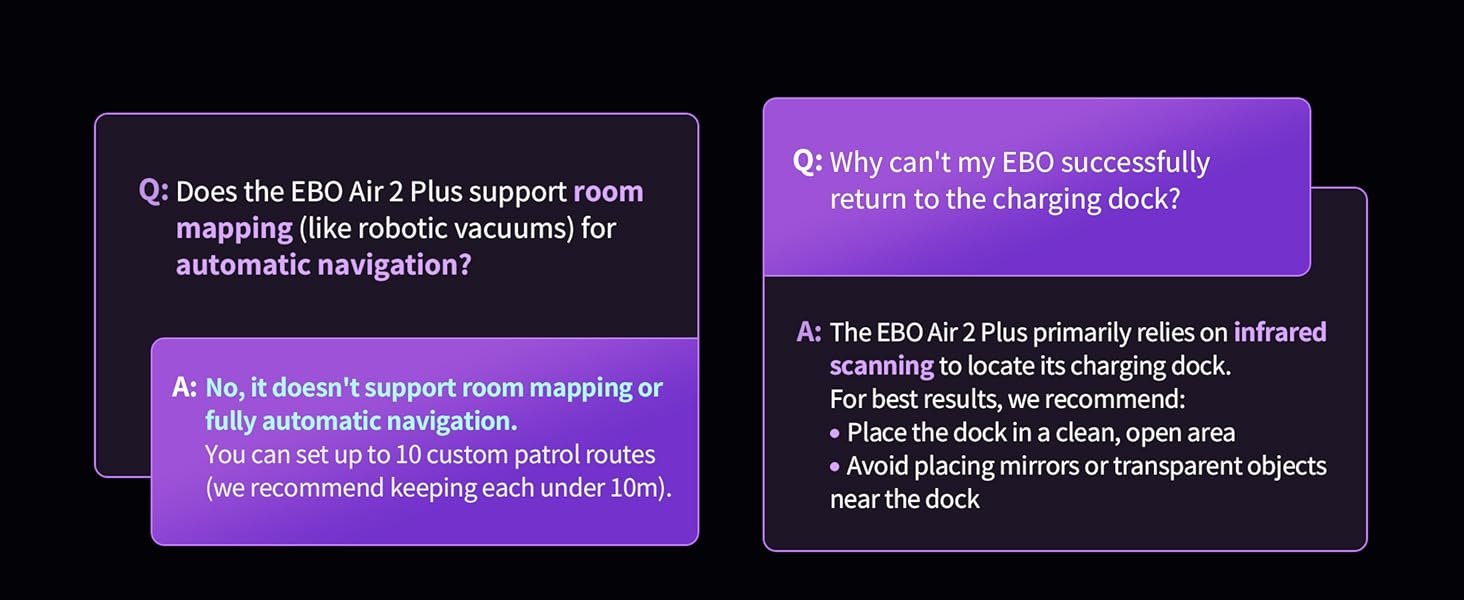 Indoor Security Camera Robot EBO Air 2 PLUS: 2K Pet Camera. Movable Home Robot. Custom Facial Expression. Auto-Recharge. Battery-Operated. 2-Way Talk. Night Vision. 32GB Memory Card