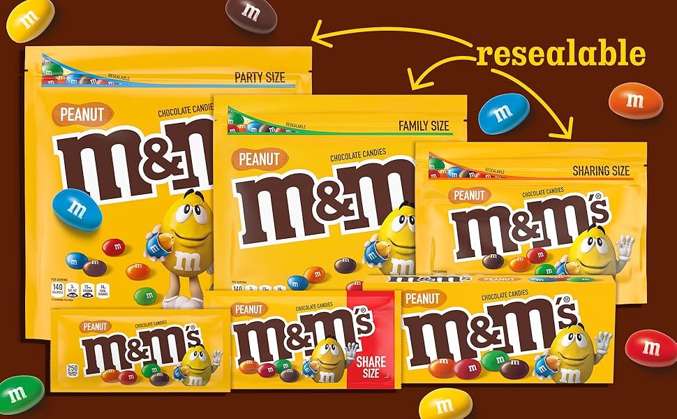 M&M'S Peanut Milk Chocolate Candy. Chocolate Candy Bulk. Party Size 38 oz Bag (Pack of 2)