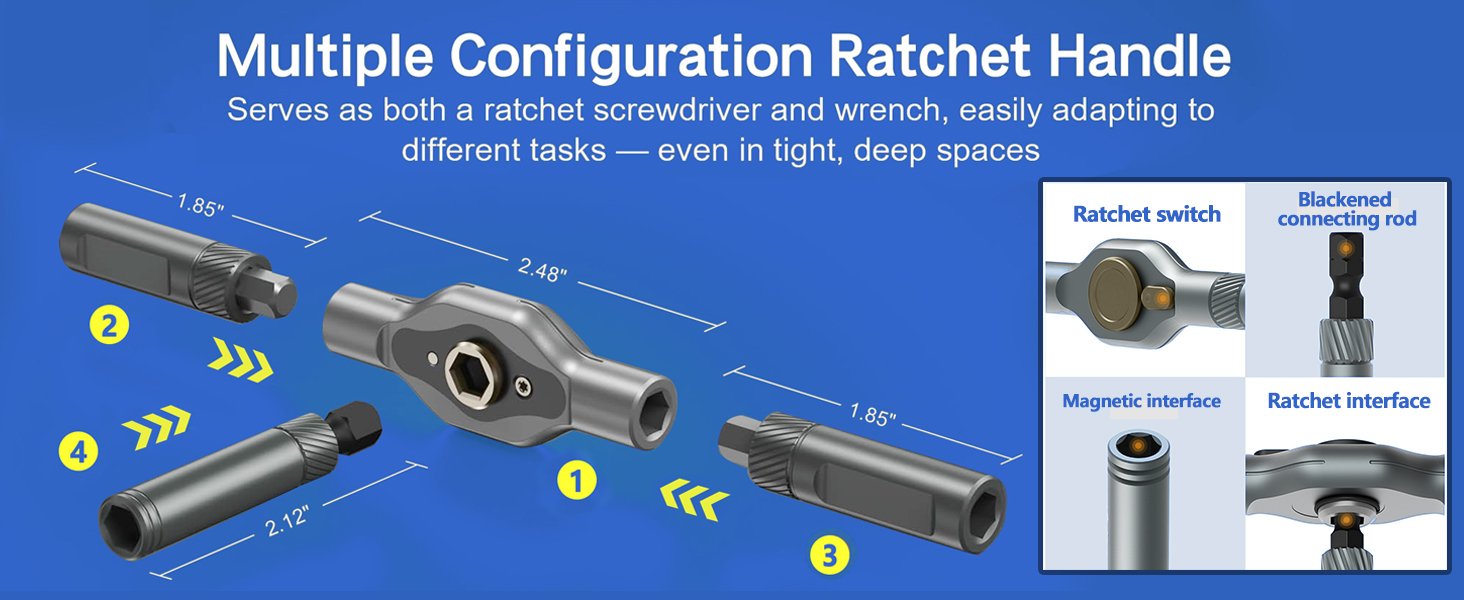 42 in 1 Magnetic Screwdriver Set, DIY Ratchet Screwdriver Set, Multi Bit Magnetic Drive,with Detachable Ratchet Handle and Storage Case, Portable Compact Repair Tool Kit for Furniture Computer Bicycle