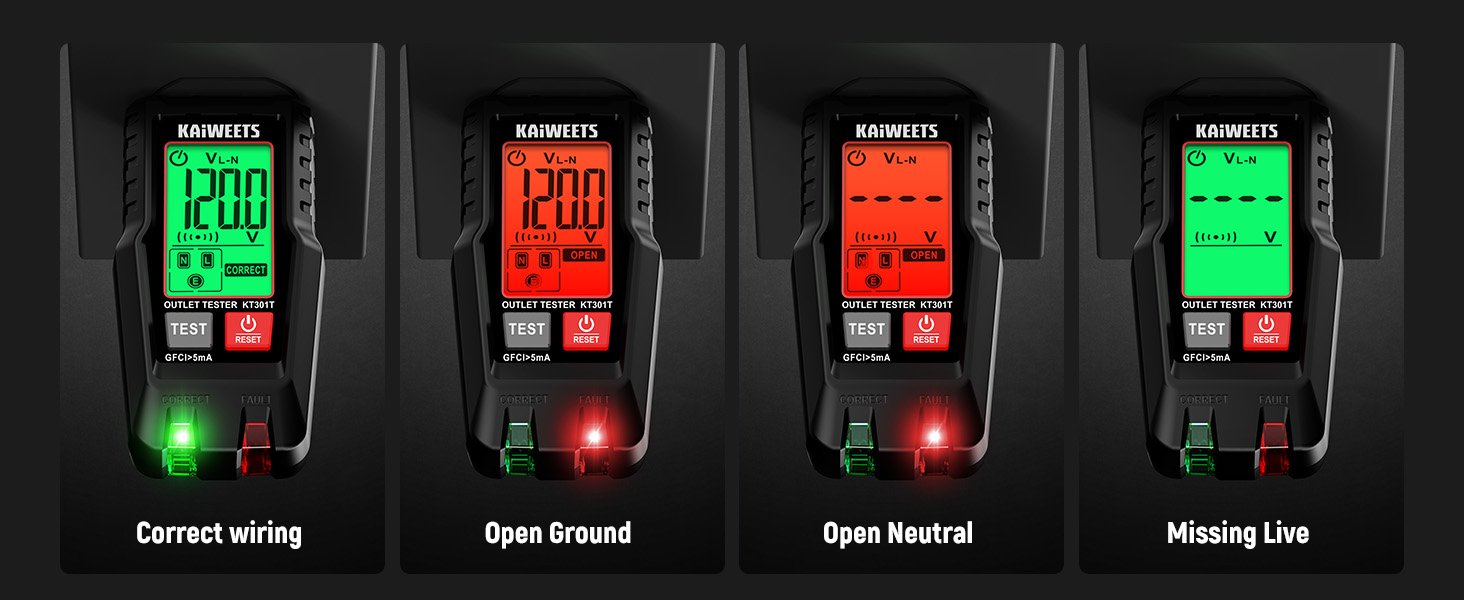 KAIWEETS Electrical Test Kit KIT01, Digital Multimeter, Smart Non-Contact Voltage Tester & GFCI Outlet Tester with LCD, Complete Set with Carrying Case & Batteries for Electrician, DIY & HVAC