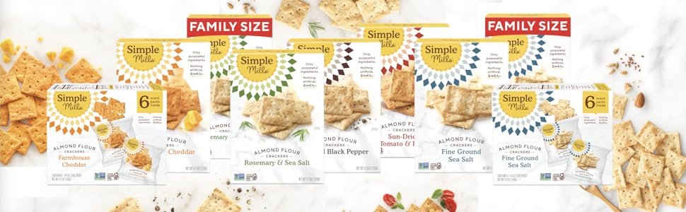 Simple Mills Almond Flour Crackers. Family Size Variety Pack (Fine Ground Sea Salt and Rosemary & Sea Salt) - Gluten Free. Vegan. Healthy Snacks. 12.75 Ounce (Pack of 1)