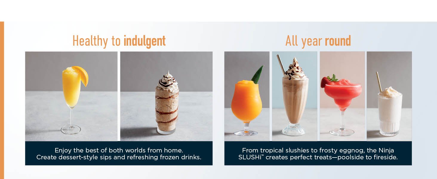 Ninja SLUSHi with RapidChill Technology. 88 oz. Frozen Drink & Slushie Machine. 5 Preset Programs. Margaritas. Frappés. and More. Premium Accents. Black. FS301