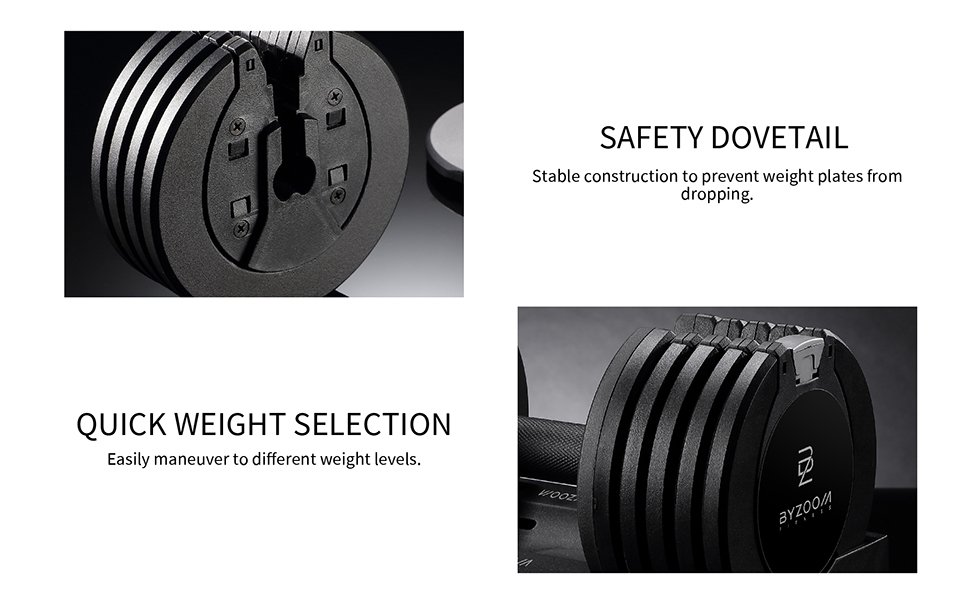 BYZOOM FITNESS Adjustable Dumbbell – 12.5/25lb Single Unit OR Set of 2 – 5-in-1 Adjustable Weight for Home Gym. Strength Training & Fitness Workouts. White OR Black