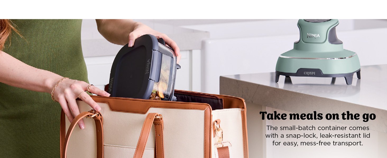 Ninja Crispi 4-in-1 Portable Glass Air Fryer Cooking System. 1500W. 4QT & 6-Cup TempWare Glass Containers with Storage Lids. Microwave. Freezer & Dishwasher Safe. Cyberspace Gray. FN101GY