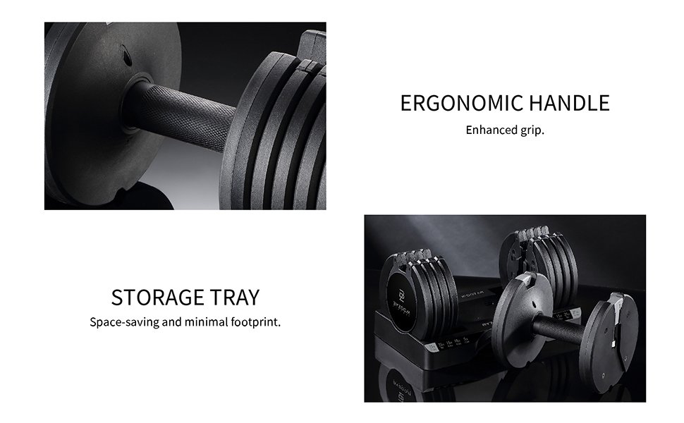 BYZOOM FITNESS Adjustable Dumbbell – 12.5/25lb Single Unit OR Set of 2 – 5-in-1 Adjustable Weight for Home Gym. Strength Training & Fitness Workouts. White OR Black