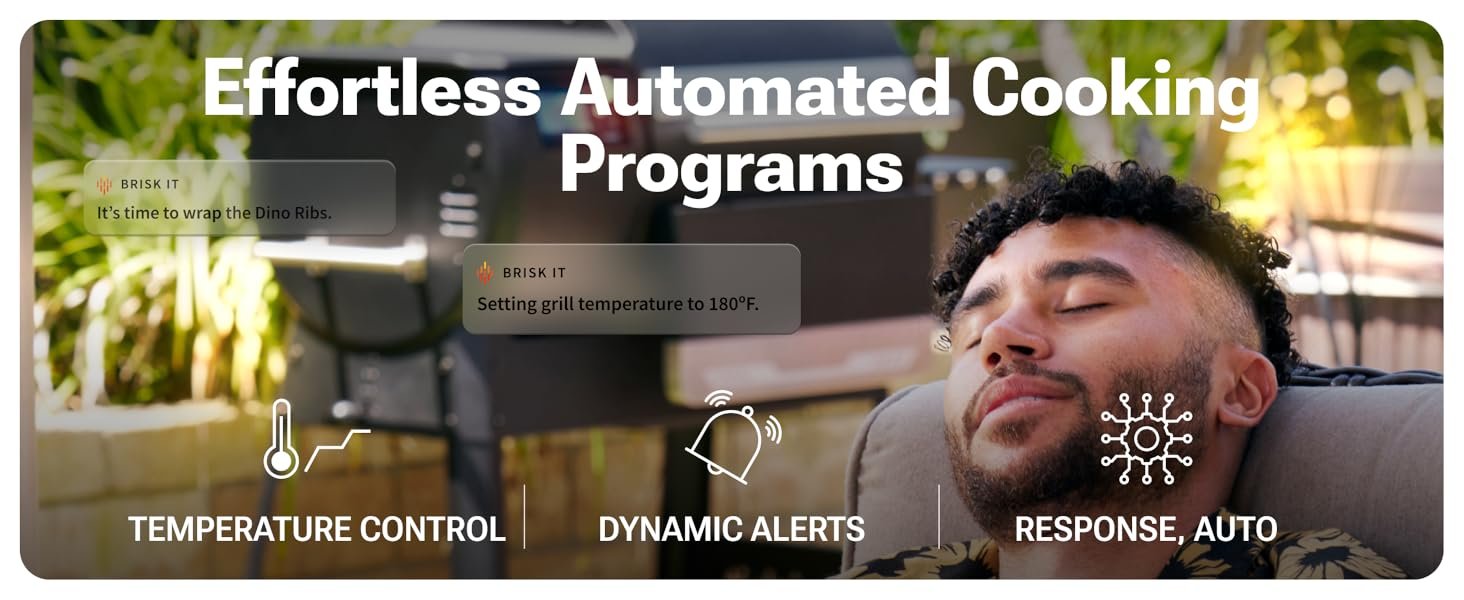 Brisk It Zelos-450 Electric Wood Pellet Smoker Grill – A.I. Smart BBQ Grill with WiFi. 7-in-1 Outdoor Grill & Smoker. PID Controller (Up to 500°F). 450 sq.in Cooking Area. Meat Probe