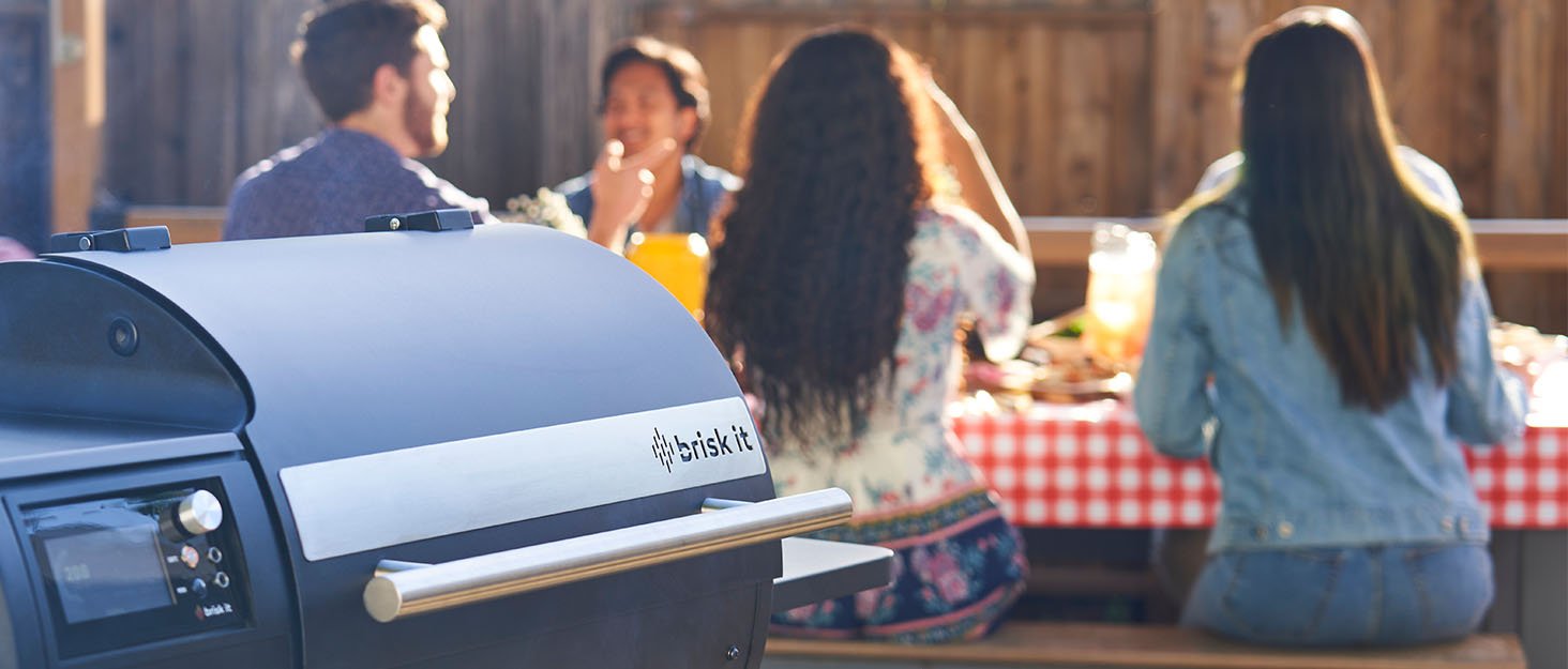 Brisk It Zelos-450 Electric Wood Pellet Smoker Grill – A.I. Smart BBQ Grill with WiFi. 7-in-1 Outdoor Grill & Smoker. PID Controller (Up to 500°F). 450 sq.in Cooking Area. Meat Probe