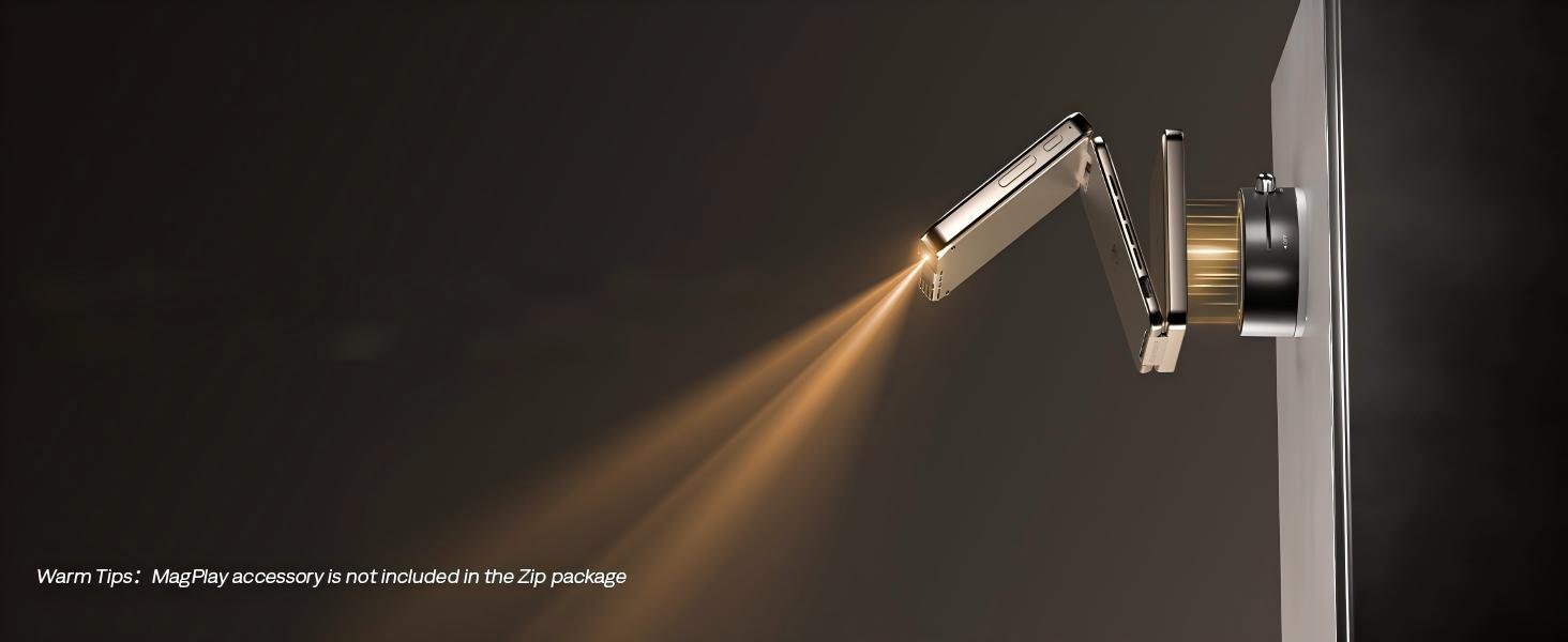 Aurzen ZIP Tri-Fold DLP Truly Mini Projector. Pocket Size. Zero-Lag Focus. One-Click Screen Mirroring. Full-Screen Mode. Type-C Fast Charging. 5.000mAh Battery. Indoor Outdoor Portable Projector.Gold