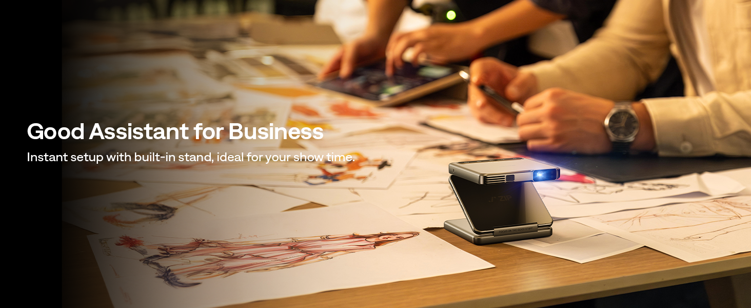 Aurzen ZIP Tri-Fold DLP Truly Mini Projector. Pocket Size. Zero-Lag Focus. One-Click Screen Mirroring. Full-Screen Mode. Type-C Fast Charging. 5.000mAh Battery. Indoor Outdoor Portable Projector.Gold