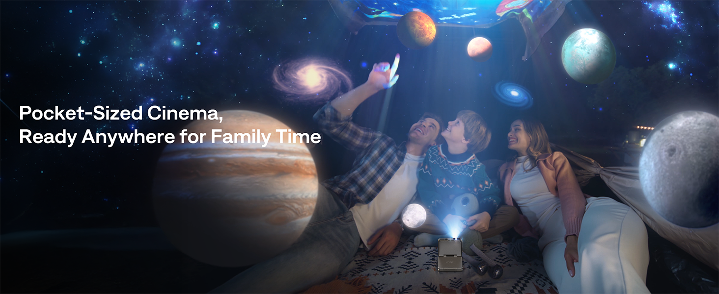 Aurzen ZIP Tri-Fold DLP Truly Mini Projector. Pocket Size. Zero-Lag Focus. One-Click Screen Mirroring. Full-Screen Mode. Type-C Fast Charging. 5.000mAh Battery. Indoor Outdoor Portable Projector.Gold