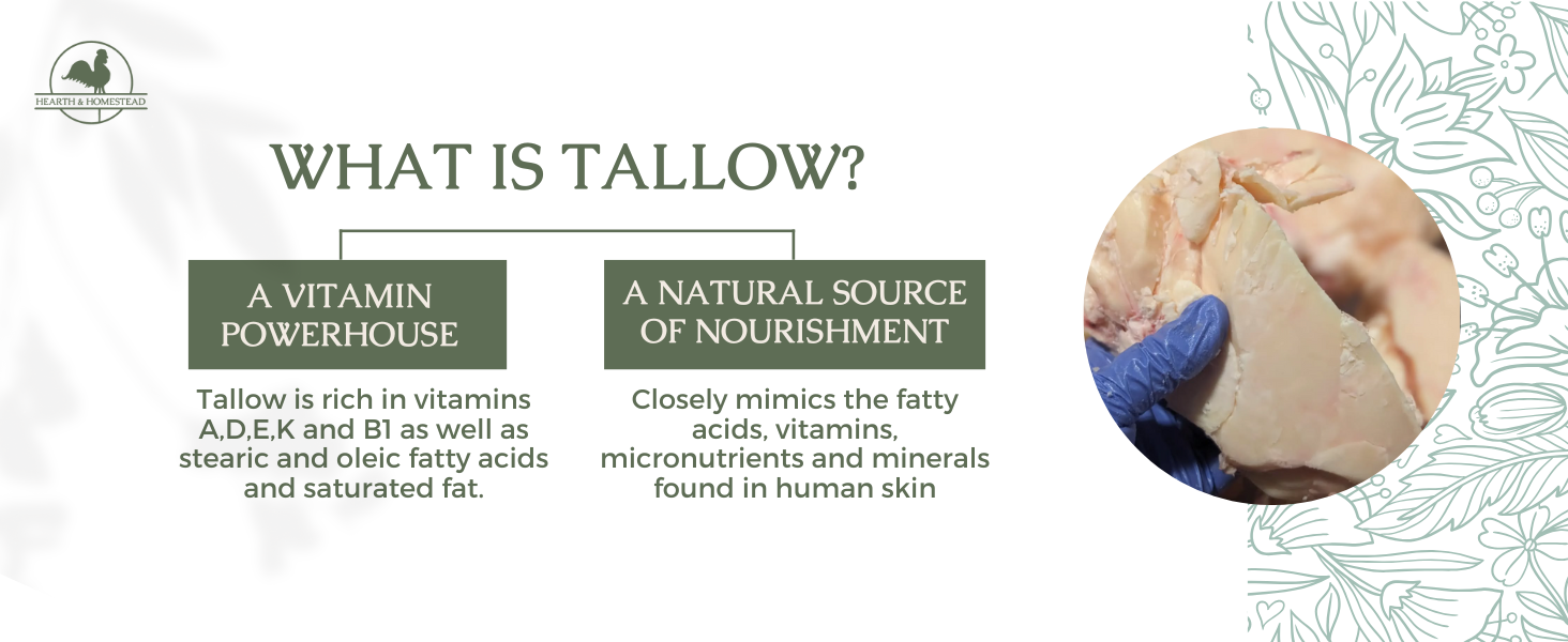 Hearth and Homestead: Handmade Whipped Tallow Balm (Unscented/Herb-Infused) - Organic Body Butter with Infused Olive Oil. for Eczema. Rosacea. Baby - 1.3 oz