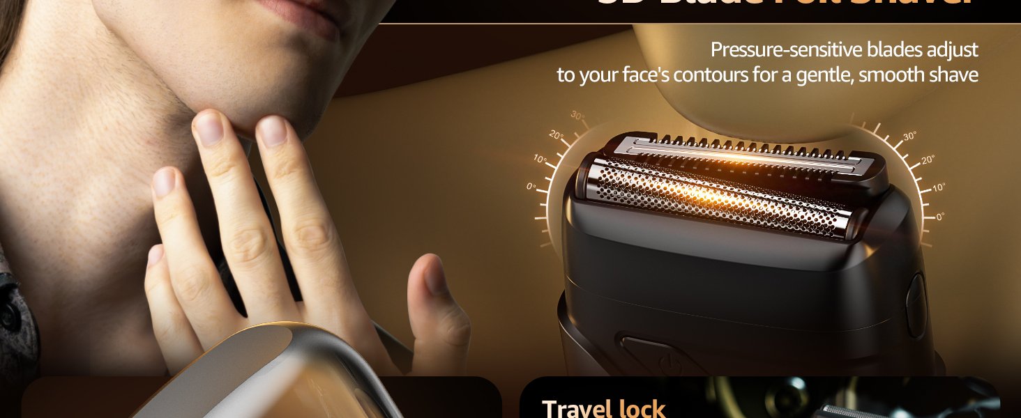 Mini Electric Razor for Man: Electric Foil Shavers for face - IPX7 Waterproof Cordless Razor with LED Display & Fast Charge - Micro-Comb Technology & Upgraded Blades. Carbon Black