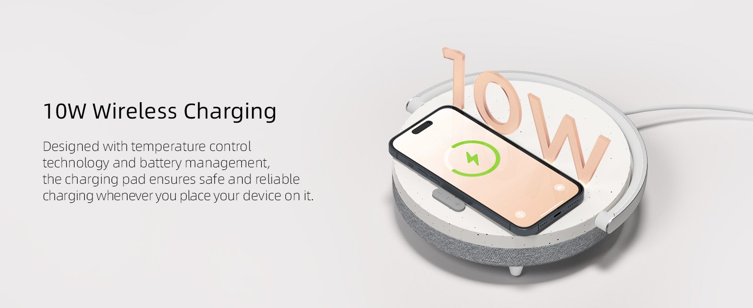 EZVALO Gifts for Women. 4-in-1 Portable Bluetooth Speaker. Bedside Lamp with Wireless Charger. Dimmable Night Light and Phone Holder. Christmas and Birthday Gifts for Teens. Families and Friends