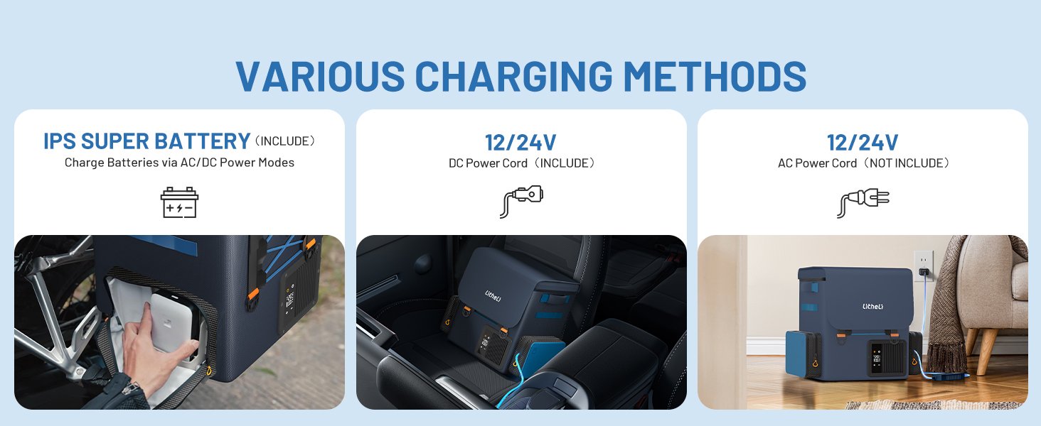 LiTHELi Frozen Pack 12V Car Refrigerator & Portable Electric Cooler. 20L/21QT with 2 U20 Batteries. -4~68℉ Travel Fridge Freezer for Camping.