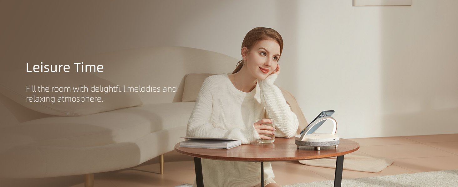 EZVALO Gifts for Women. 4-in-1 Portable Bluetooth Speaker. Bedside Lamp with Wireless Charger. Dimmable Night Light and Phone Holder. Christmas and Birthday Gifts for Teens. Families and Friends