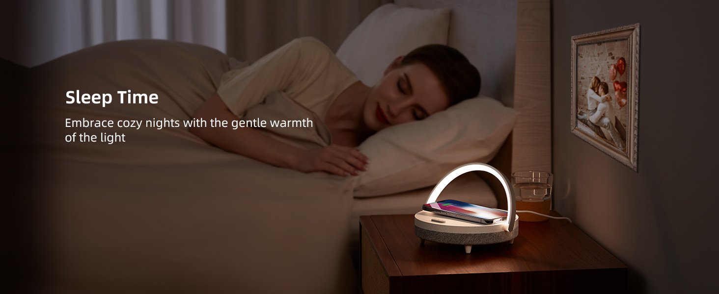EZVALO Gifts for Women. 4-in-1 Portable Bluetooth Speaker. Bedside Lamp with Wireless Charger. Dimmable Night Light and Phone Holder. Christmas and Birthday Gifts for Teens. Families and Friends