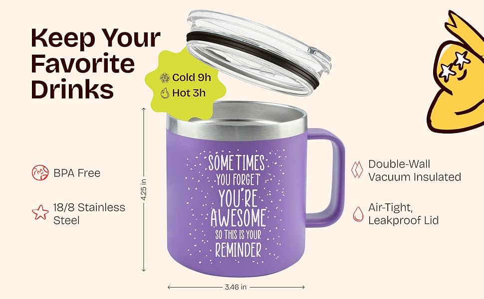 Xmas Gifts for Women - Birthday Friendship - Sometimes You Forget Your Awesome Gifts Purple Coffee Mug for Older Women 14oz Inspirational Unique Customer's Most Loved Gift