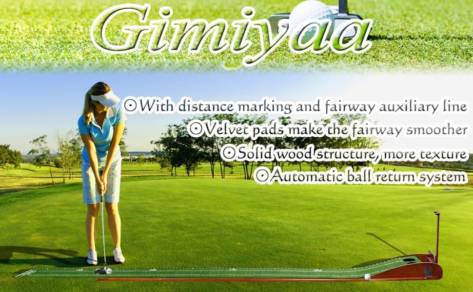 GimYaa Golf Putting mat Green Indoor and Outdoor with Auto Ball Return.Game Practice Golf Gifts for Home. Office. Backyard Indoor Golf and Outdoor Use. Crystal Velvet Mat
