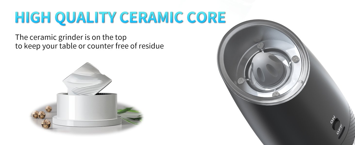 CIRCLE JOY Rechargeable Salt and Pepper Grinder Set Gravity Electric Salt and Pepper Grinder Set. LED Light. Adjustable Coarseness. for Home Kitchen BBQ. Black & White