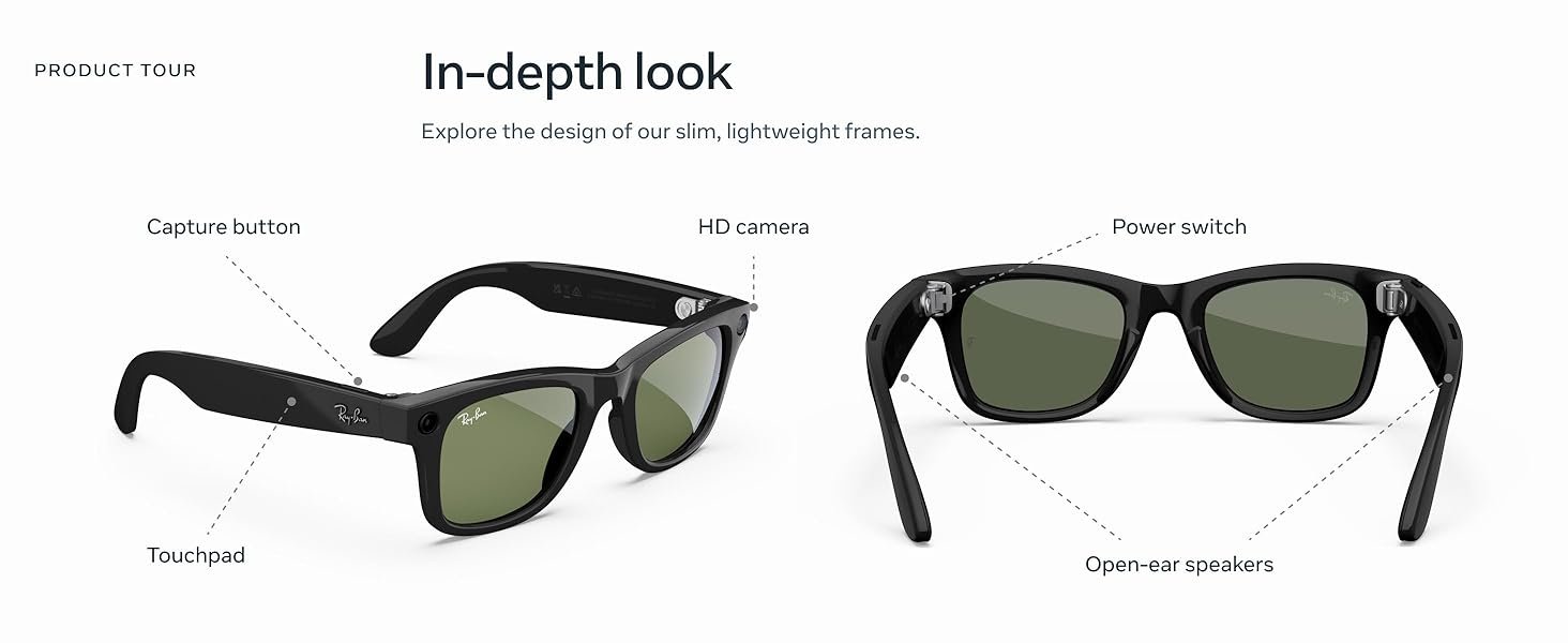 Ray-Ban Meta (Gen 1). Wayfarer. Matte Black | Smart AI Glasses for Men. Women — 12 MP Camera. Open-Ear Speakers. Video Recording. Bluetooth — Polarized Gradient Graphite Lenses — Wearable Technology