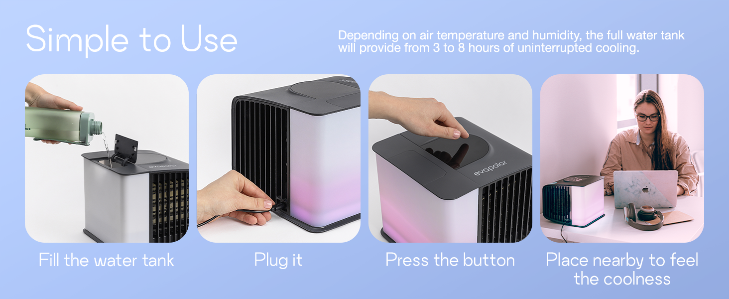 EVAPOLAR evaSMART Personal Evaporative Air Humidifier Cooler (White)