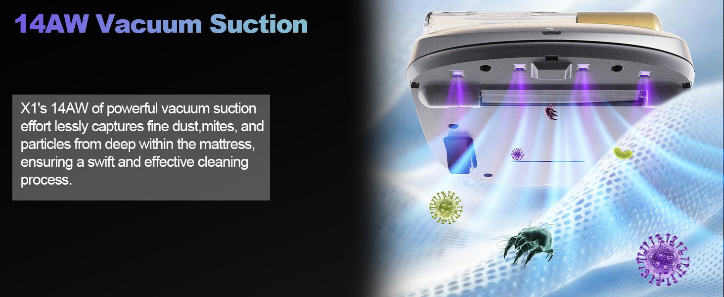 Mite Vacuum Cleaner for Mattresses Bed Vacuum with UV, High Heating, Smart Sensor, Lightweight, and Deep Clean Dust and Pet Hair