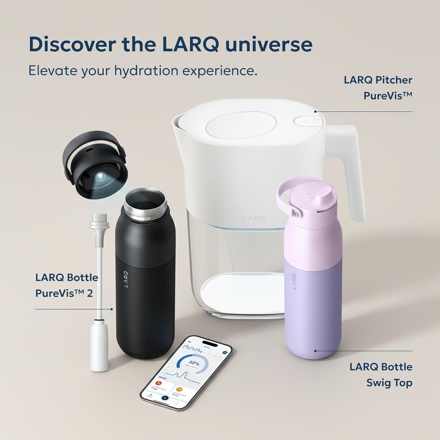 LARQ PureVis 500ml Bottle - Self-Cleaning Vacuum Insulated Stainless Steel Water Bottle with UV Purifier and Award Winning Design | Reusable & Convenient for Travel. Seaside Mint