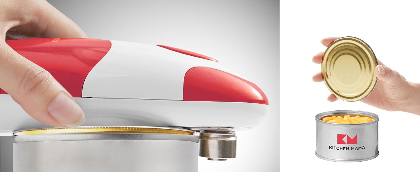 Kitchen Mama Auto Electric Can Opener: Open Your Cans with A Simple Press of Button - Automatic, Hands Free, Smooth Edge, Battery Operated