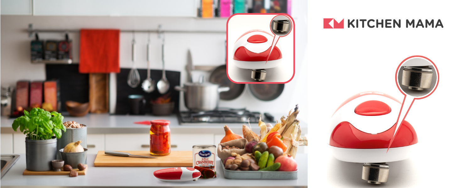 Kitchen Mama Auto Electric Can Opener: Open Your Cans with A Simple Press of Button - Automatic, Hands Free, Smooth Edge, Battery Operated