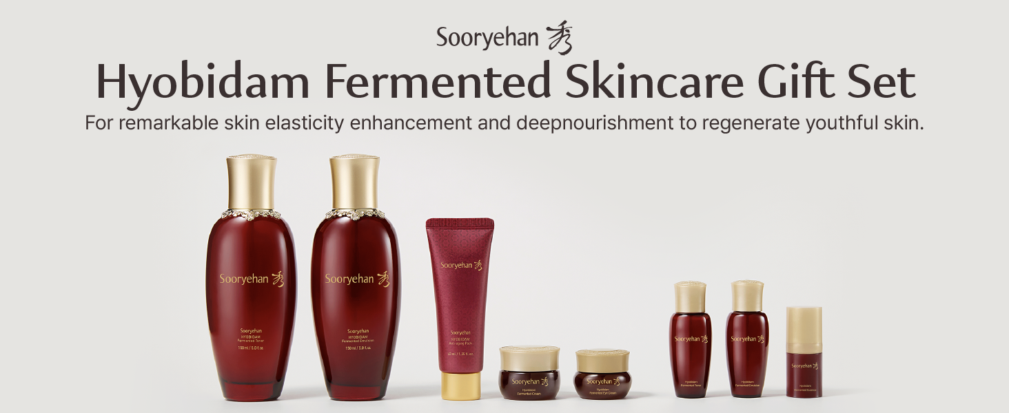 Sooryehan Ginseng Skincare gift Set - Hyobidam Korean Skin Care Set. Premium Gift Set for Intense Hydration. Firm Skin. Wild Ginseng. 13.53 fl oz
