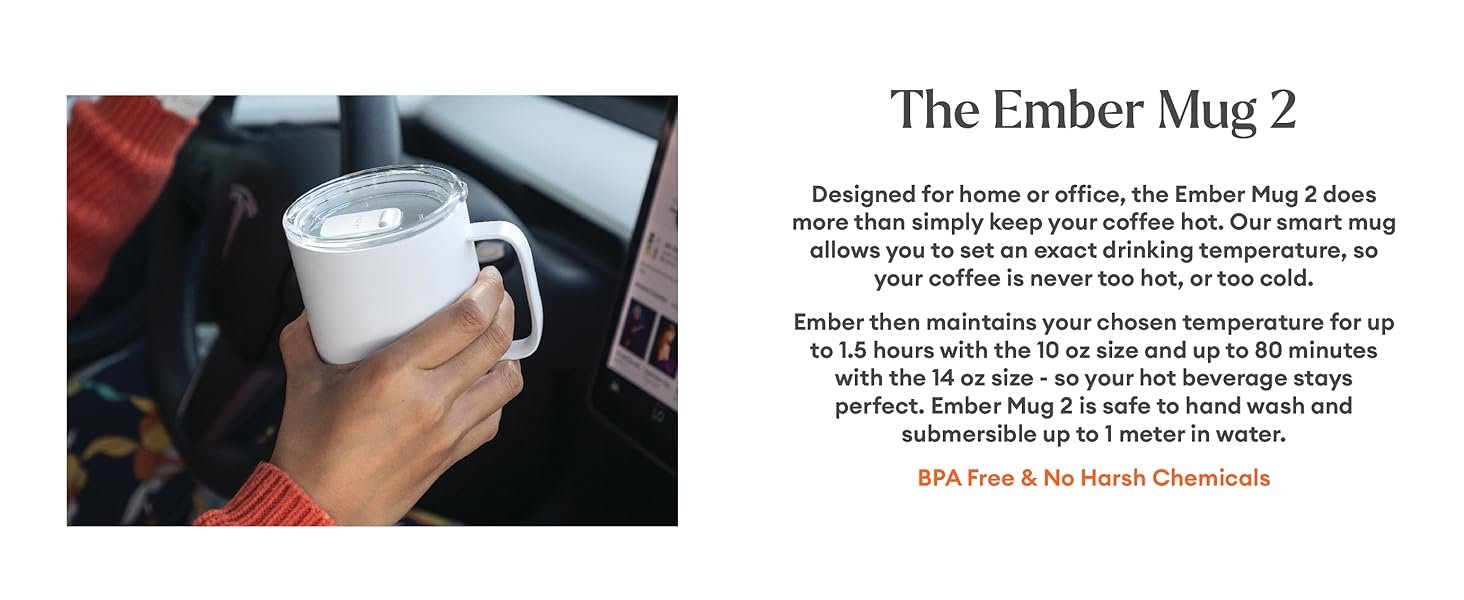 Ember Temperature Control Smart Mug 2. 14 Oz. App-Controlled Heated Coffee Mug with 80 Min Battery Life and Improved Design. Black